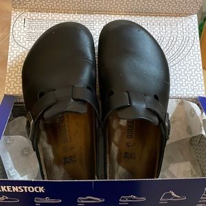 Birkenstock Boston Smooth Leather Amalfi Black Soft Footbed 39 8  8.5 8 1/2